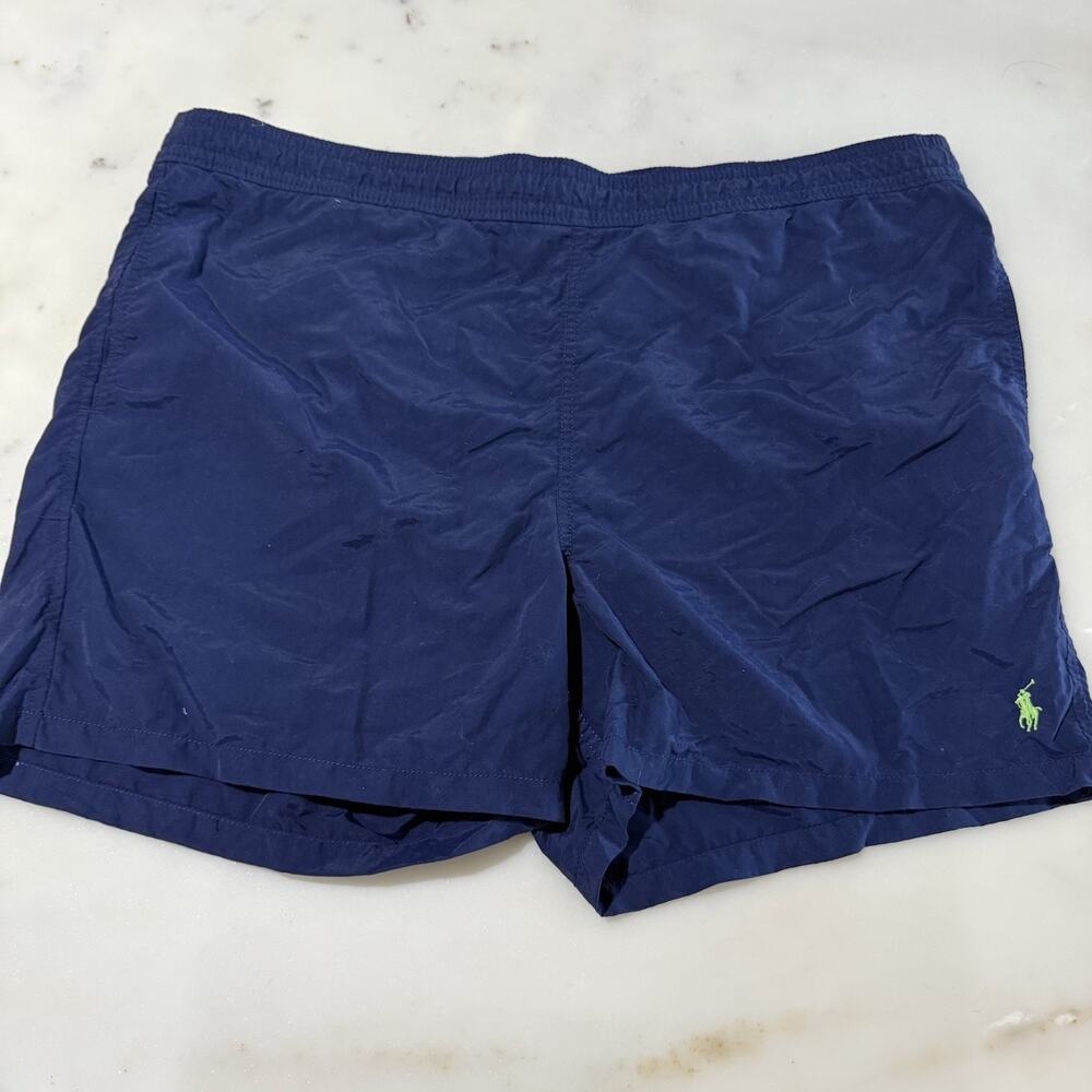 VTG 90s Polo By Ralph Lauren Sz XL Swim Shorts Made In Taiwan Navy Blue Nylon